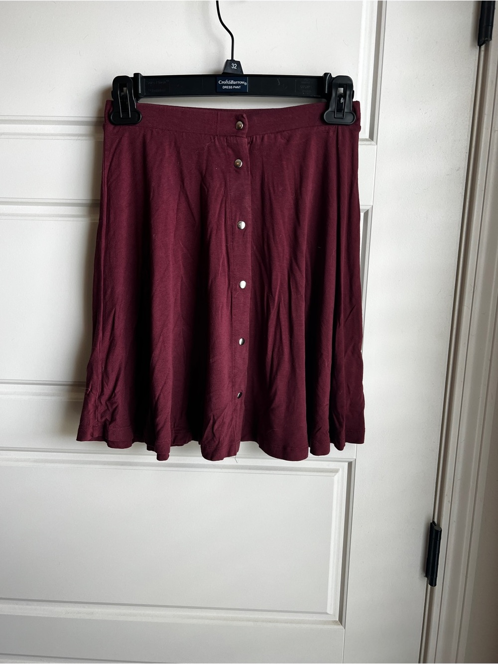 ASOS Burgundy Button-Front Circle Skirt